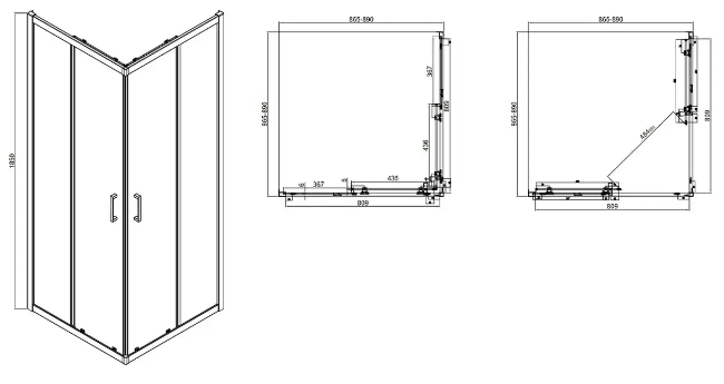 Душова кабіна Koller Pool Line CUBE LNCU90CB 900x900x1850 мм, профіль чорний, скло прозоре