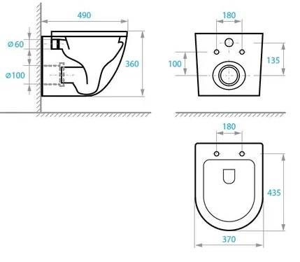 Инсталляция KollerPool DUNE + подвесной унитаз Round Smart с сиденьем Soft-close + Neon панель смыва Хром матовый