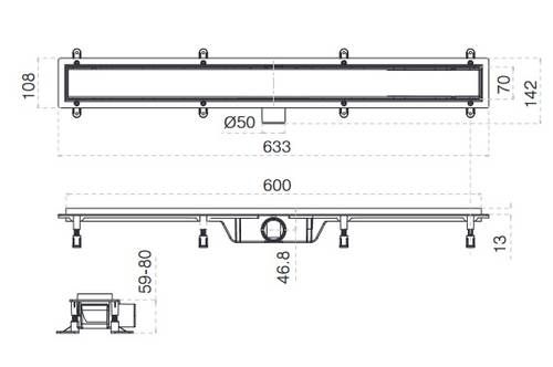 Трап для душу Koller Pool AQUA 60cм та решіткою Line AQL0600