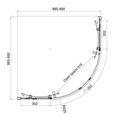 Душова кабіна Koller Pool Dakota розсувна напівкругла 90x90x185 см, скло 5 мм прозоре, чорний профіль