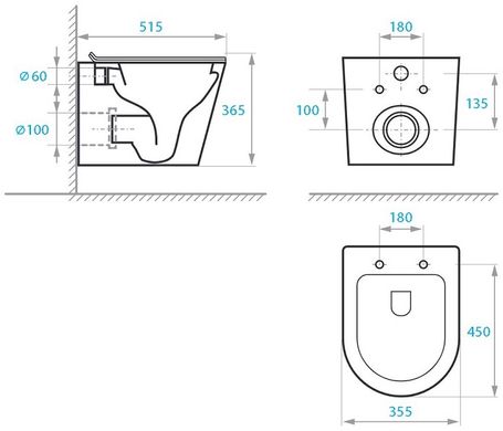 Koller Pool Orion Rimless Tornado 3.0 унитаз подвесной с сидением Soft-close OR-0515-RQ3